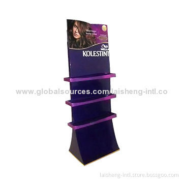 Wooden Cosmetic Display Stand, Made of High-glossy MDF, Customized Designs are Accepted